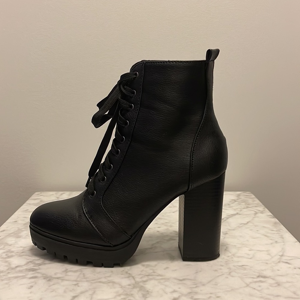 Soda Lace Up Block Heel Bootie - image 3